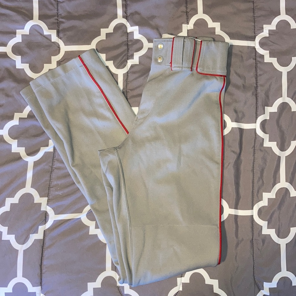 Boombah Gray with Red pin stripe Baseball Pants